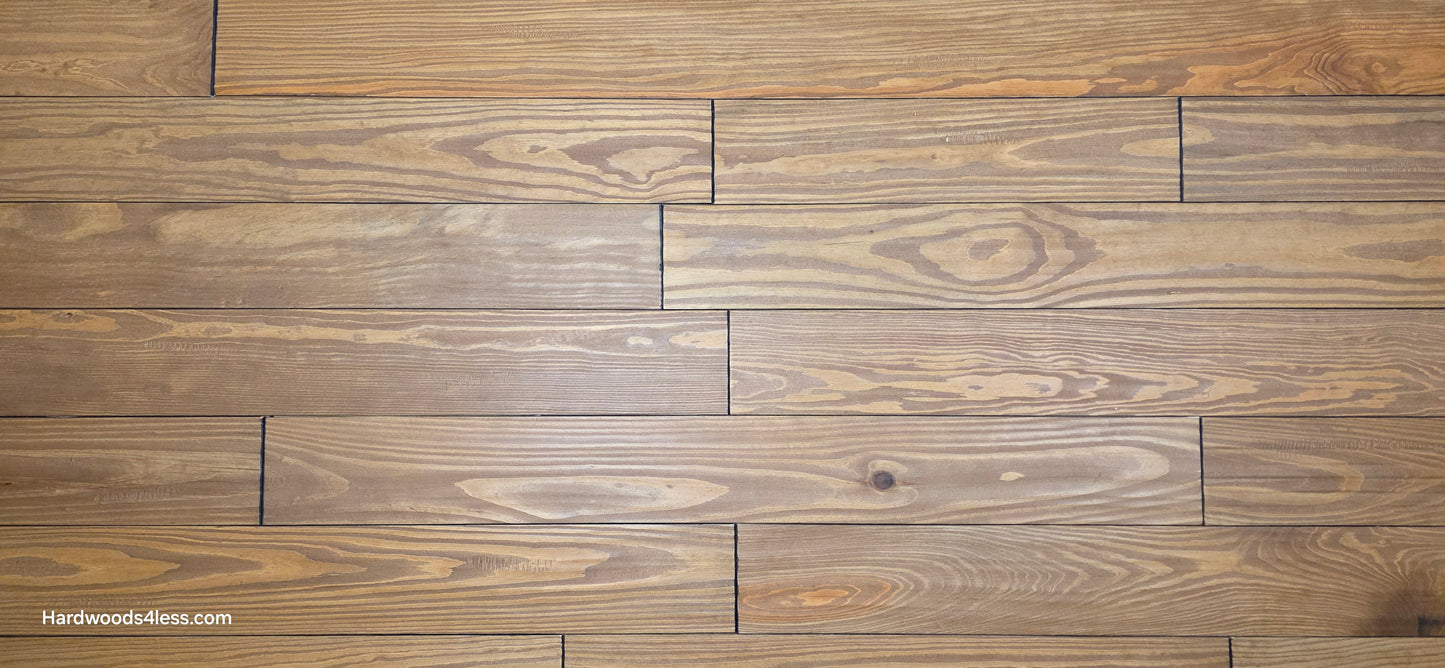 5 1/8" x 3/4" Southern Yellow Pine Ginger Solid Hardwood Flooring. Shown Close up 