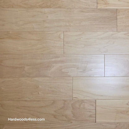 5 3/8" x 3/8" Engineered Maple Natural Hardwood Flooring. Shown in natural lighting. 