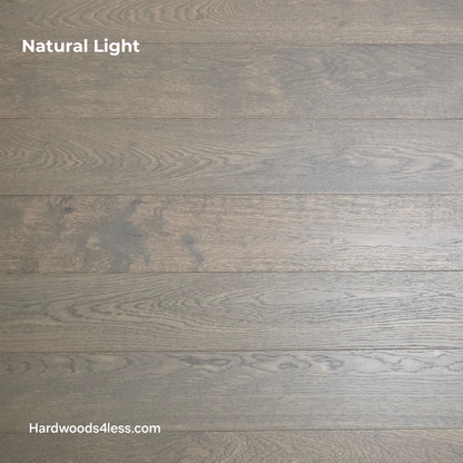 5 7/8" x 9/16" Engineered European Oak Mount Mitchell Hardwood Flooring. Shown in Natural lighting. 