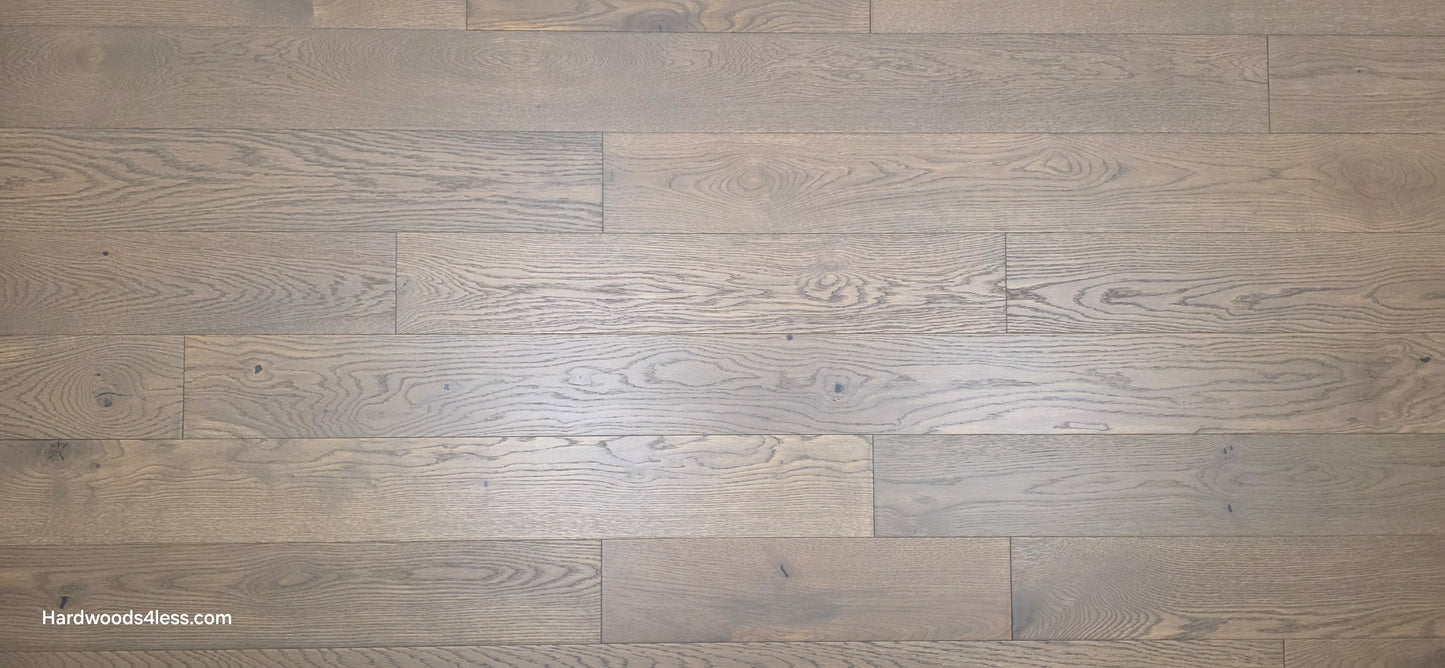 5 7/8" x 9/16" Engineered European Oak Roanoke Ridge Hardwood Flooring shown close up with a wide angle.