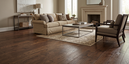 5" x 1/2" Engineered White Oak Britta Shown in a Living Room Setting