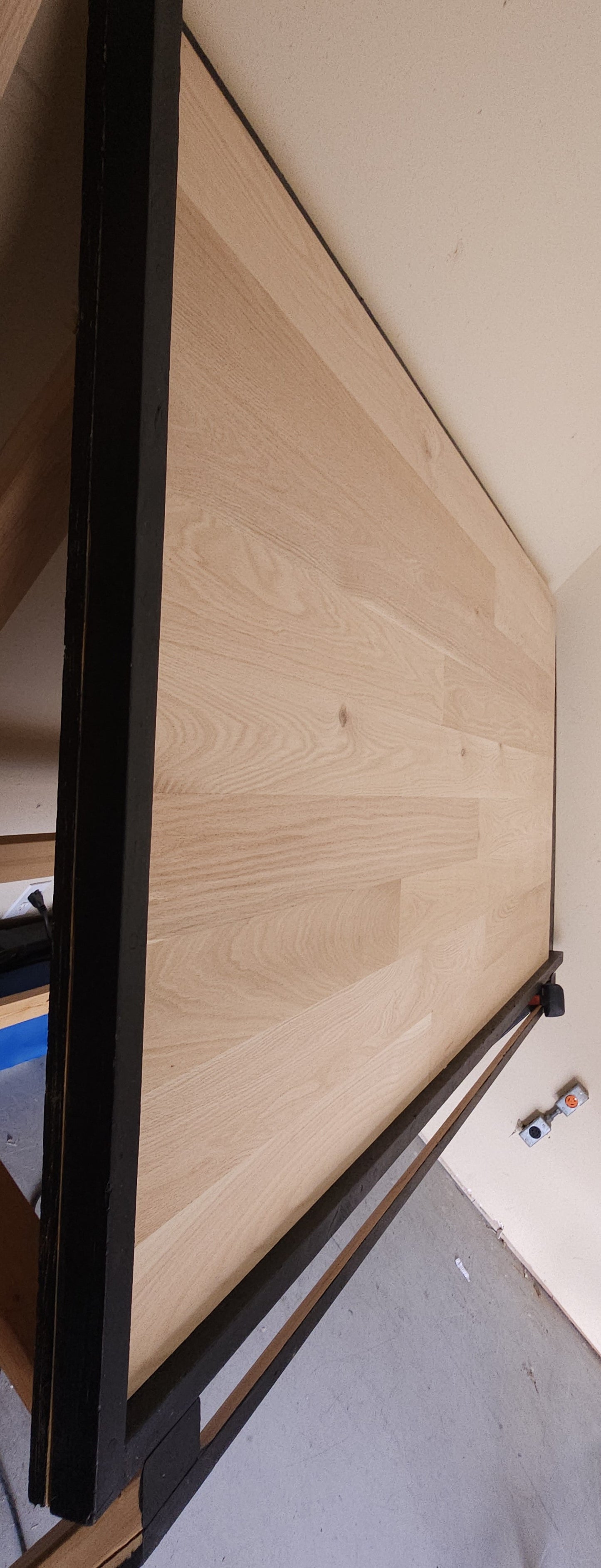 5" x 5/8" Engineered Unfinished Red Oak Select & Better Hardwood Flooring. Steep left side shot.