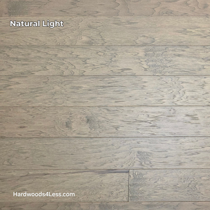 5" x 1/2" Engineered Hickory Flagstone Hardwood Flooring. Shown in natural lighting.