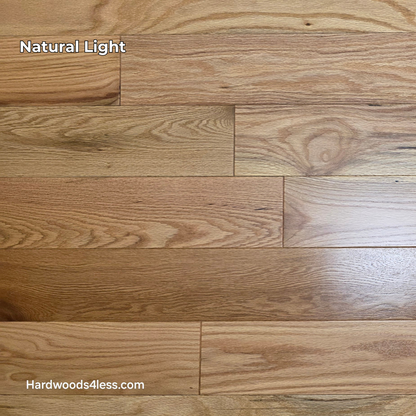 5" x 3/4" Solid Red Oak Natural Mill Run Hardwood Flooring. Shown in natural lighting.