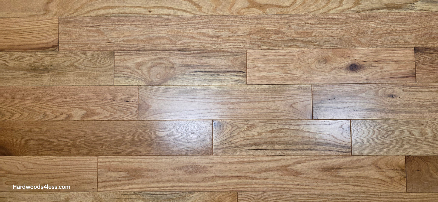 5" x 3/4" Solid Red Oak Natural Mill Run Hardwood Flooring.