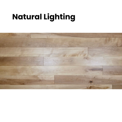 5" x 3/4" Solid Yellow Birch Natural Hardwood Flooring shown in natural lighting.