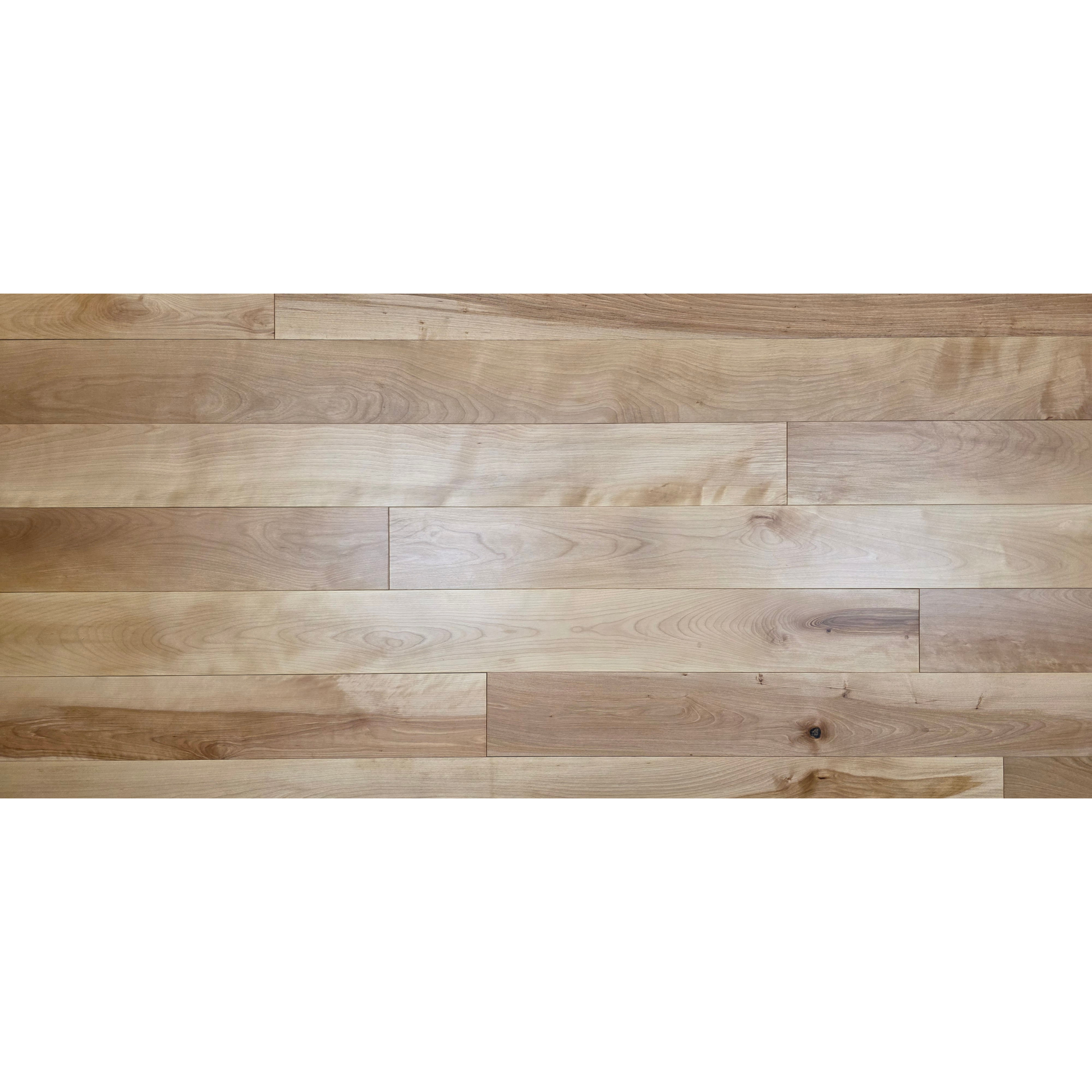 5" x 3/4" Solid Yellow Birch Natural Hardwood Flooring shown close up. 