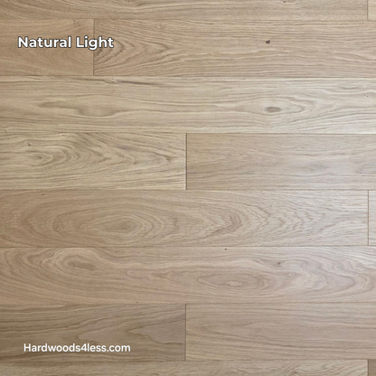5" x 9/16" Engineered European Oak Natural Hardwood Flooring. Shown in natural lighting.
