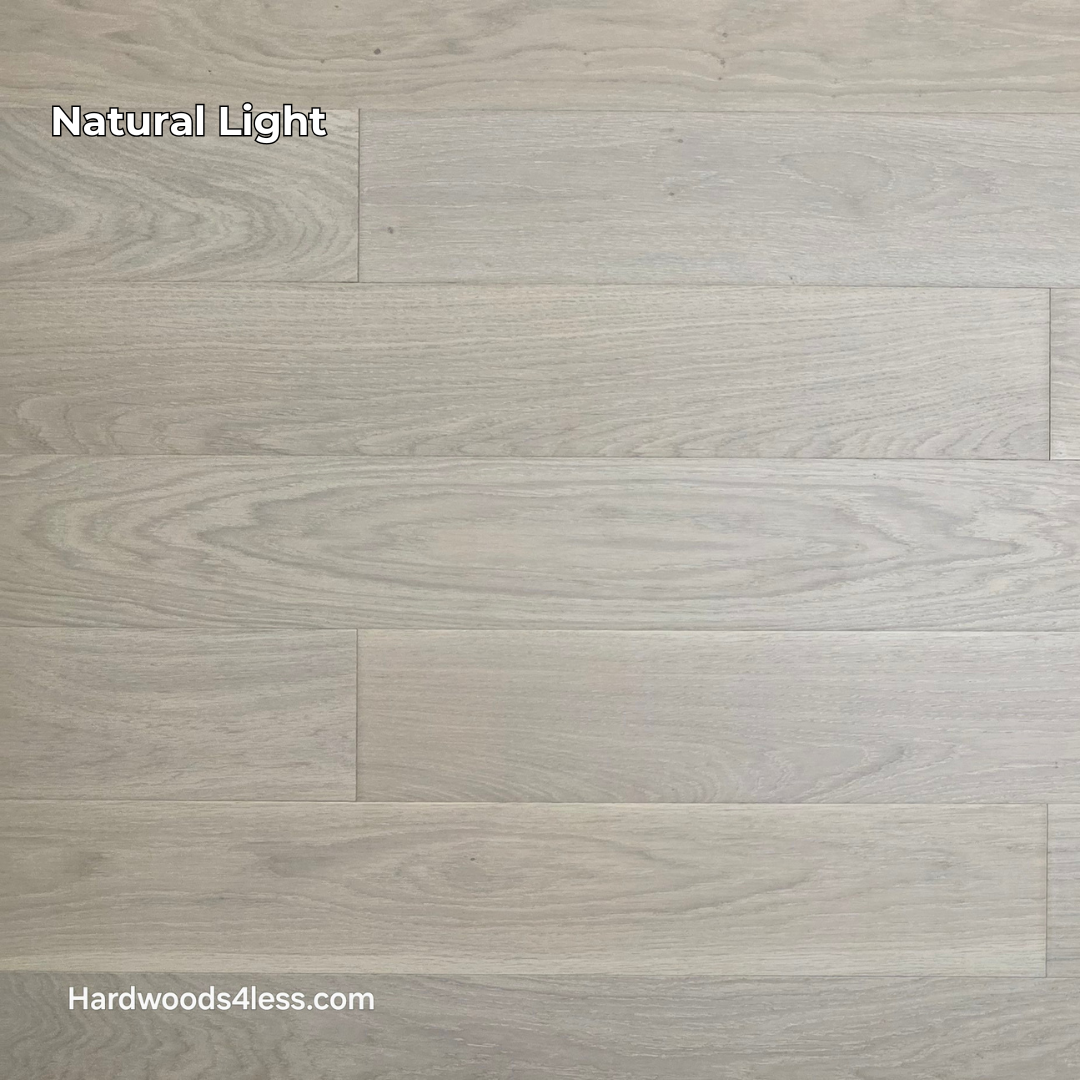 5" x 9/16" Engineered European Oak Vail Hardwood Flooring. Shown in natural lighting.