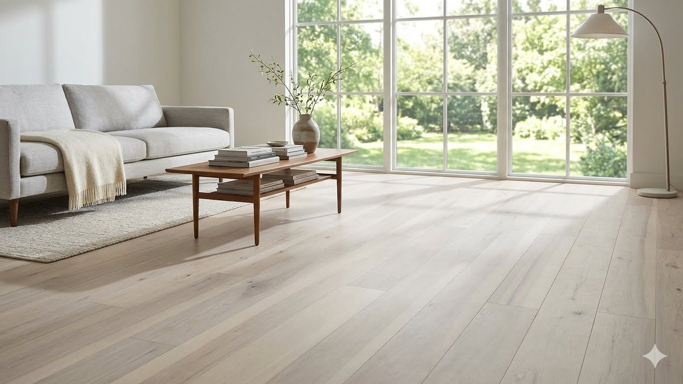 6.5" x 1/2" Engineered European Hickory Glenfiddich Shown in a Living Room Setting