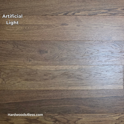 6 1/2" x 1/2" Engineered European White Oak Old Fashioned Hardwood Flooring. Shown in artificial lighting. 
