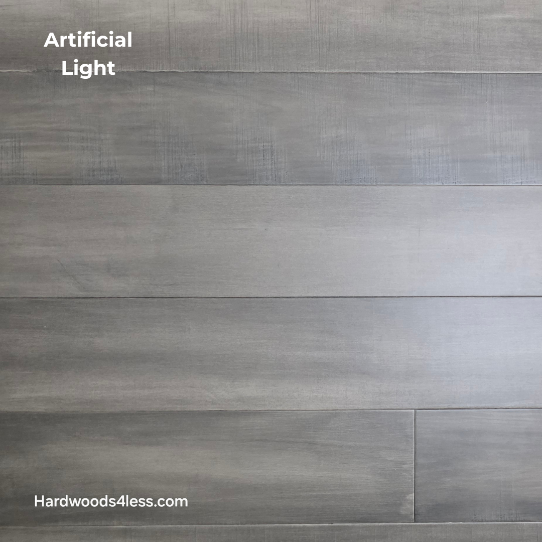 6 1/2" x 1/2" Engineered Maple Autumn Ash Hardwood Flooring shown in artificial lighting