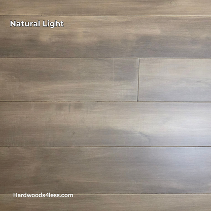 6 1/2" x 1/2" Engineered Maple Peat Hardwood Flooring. Shown in Natural lighting.