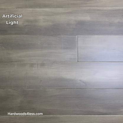 6 1/2" x 1/2" Engineered Maple Peat Hardwood Flooring. Shown in artificial lighting.