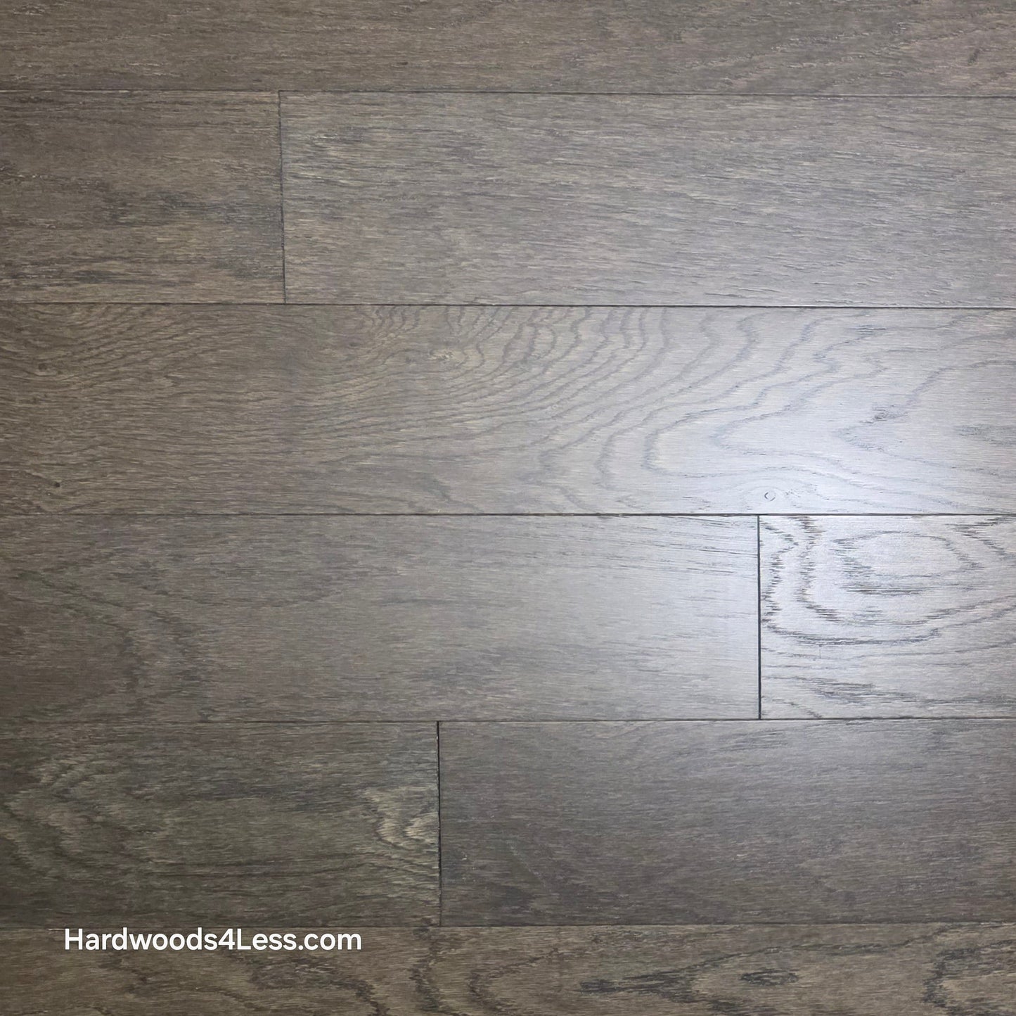 6 1/2" x 3/8" Engineered White Oak Nocturne Hardwood Flooring. Shown close up. 