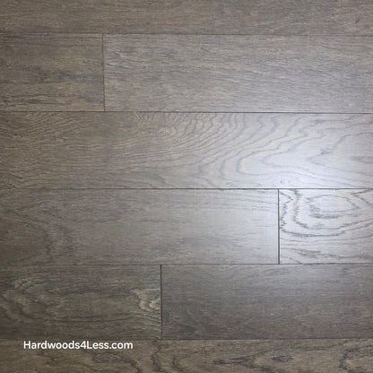 6 1/2" x 3/8" Engineered White Oak Nocturne Hardwood Flooring. Shown close up. 