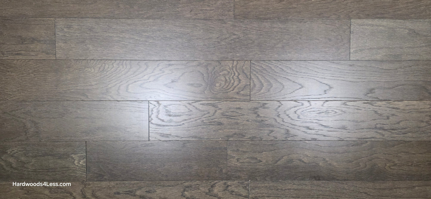 6 1/2" x 3/8" Engineered White Oak Nocturne Hardwood Flooring. Shown close up. 
