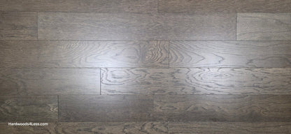 6 1/2" x 3/8" Engineered White Oak Nocturne Hardwood Flooring. Shown close up. 