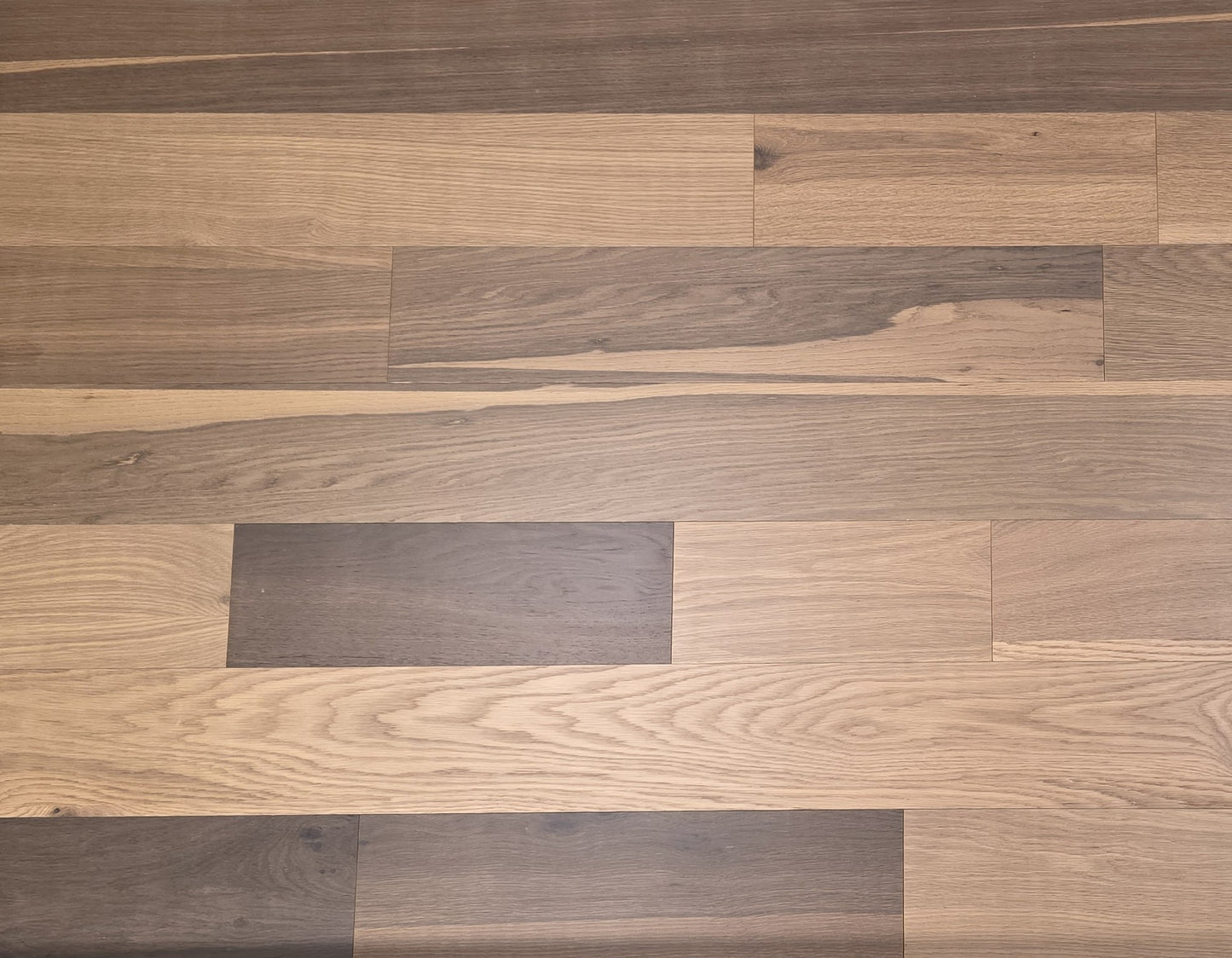 6 1/2" x 7/16" Engineered White Oak Wingham Hardwood Flooring. Close up.