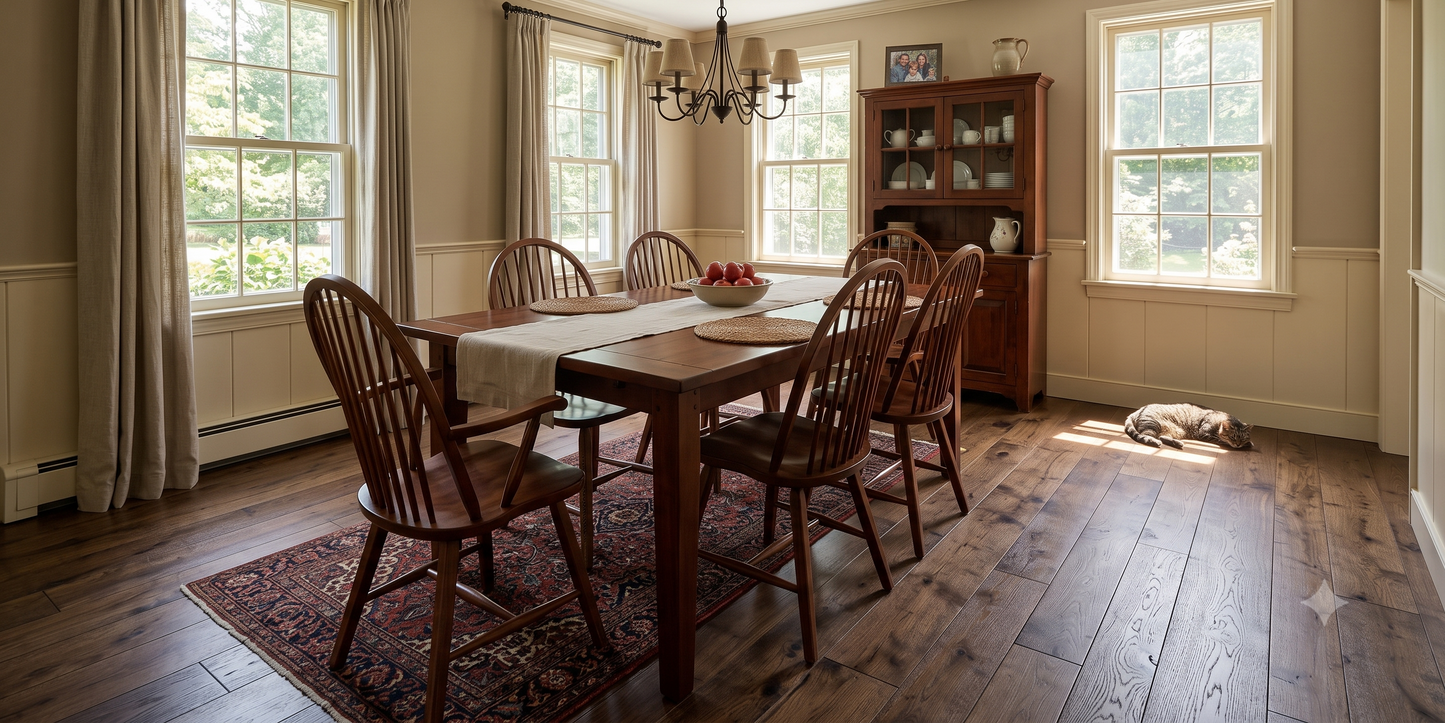 6 1/2" x 1/2" Engineered Hickory Pierce Shown in a Dining Room Setting