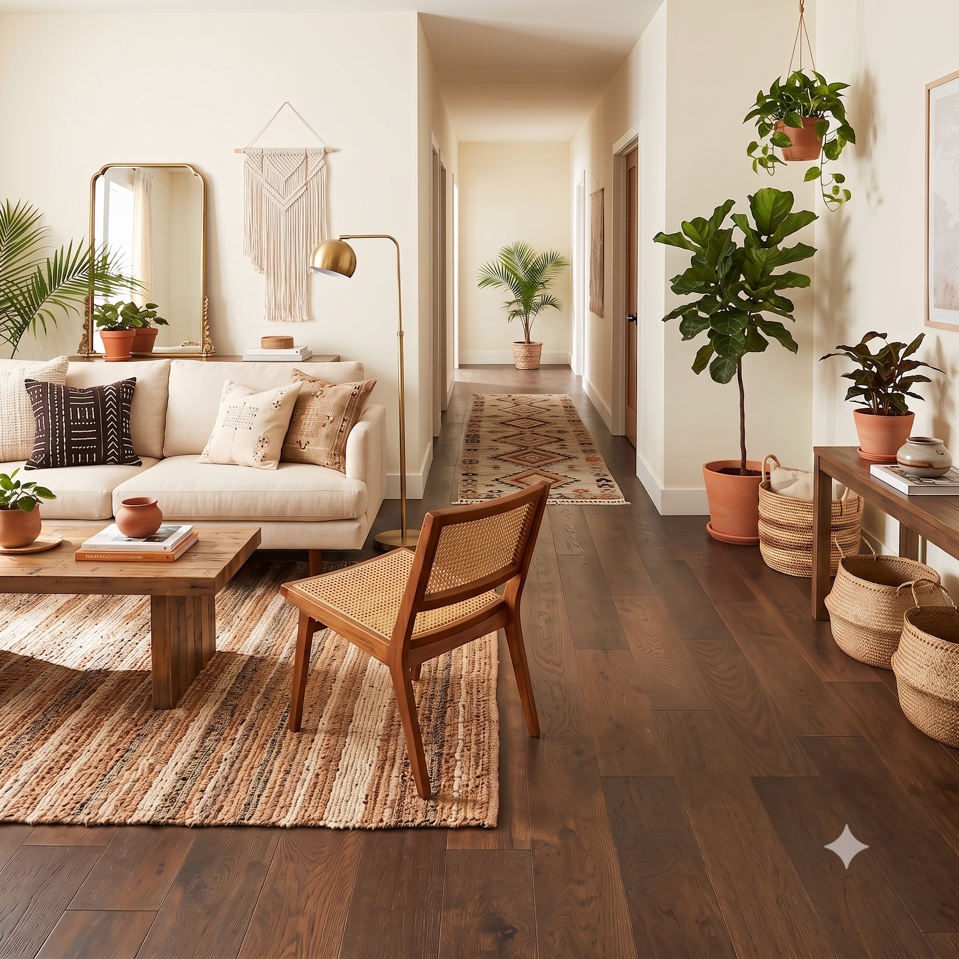 6" x 1/2" Engineered White Oak Barns Shown in a Living Room Setting