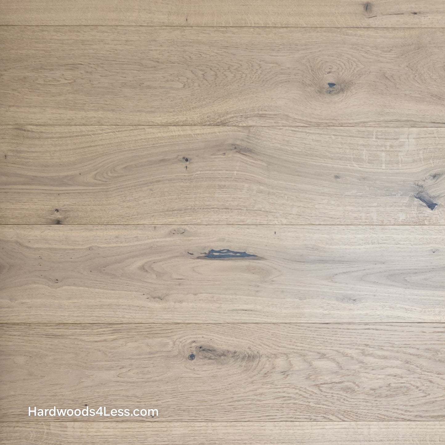 7 1/2" x 1/2" Engineered European White Oak Belleray Hardwood Flooring. Close up.