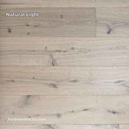 7 1/2" x 1/2" Engineered European White Oak Colmar Hardwood Flooring. Shown in natural lighting.