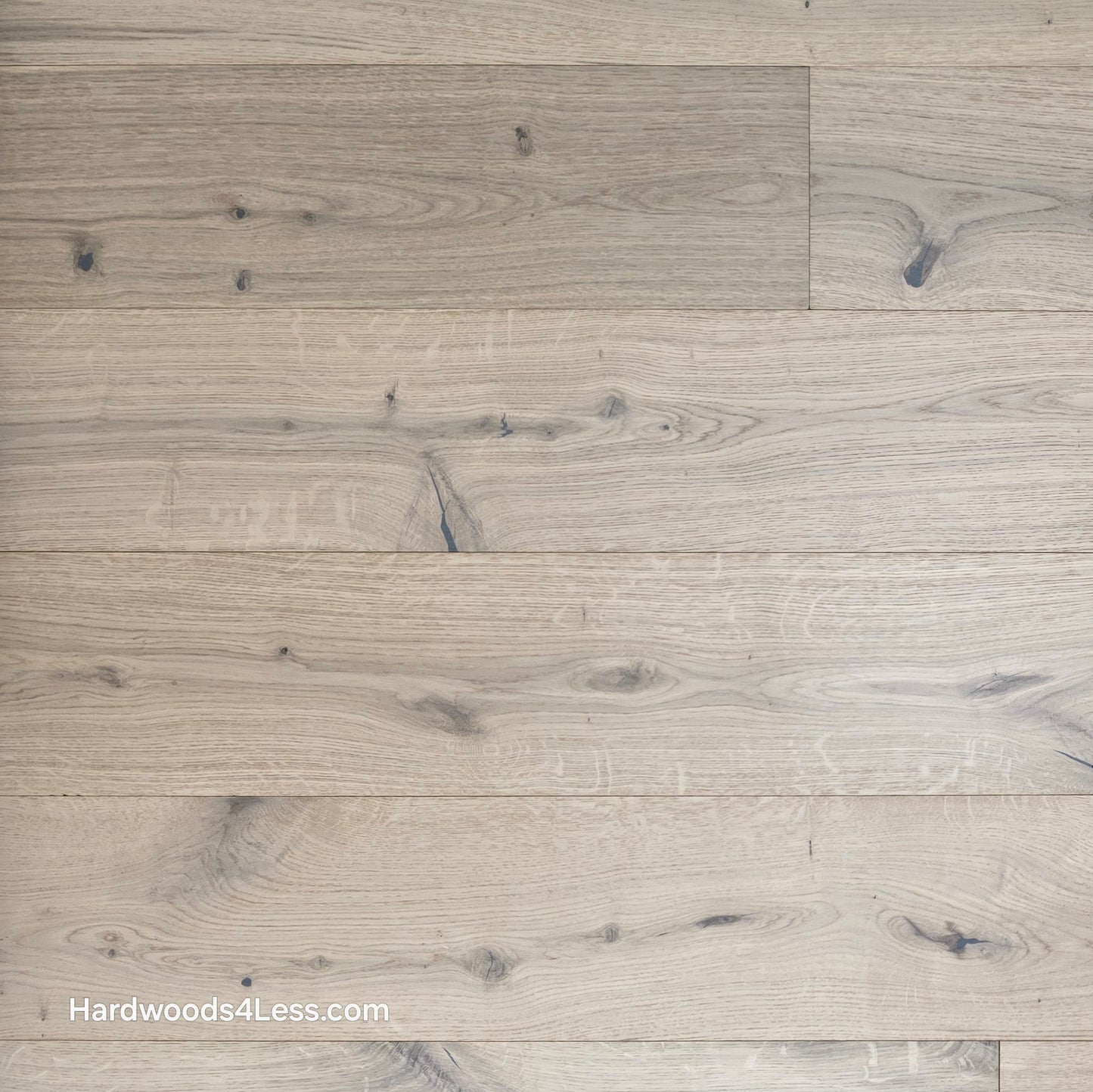 7 1/2" x 1/2" Engineered European White Oak Colmar Hardwood Flooring. Close up.