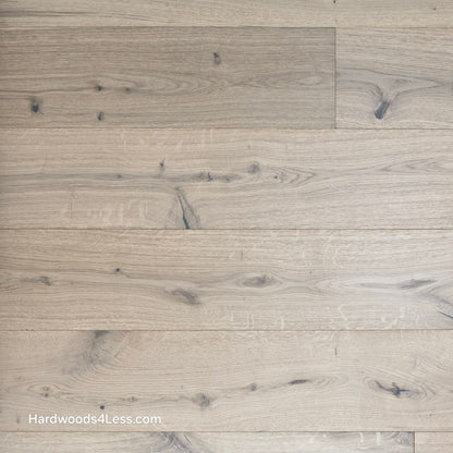 7 1/2" x 1/2" Engineered European White Oak Colmar Hardwood Flooring. Close up.