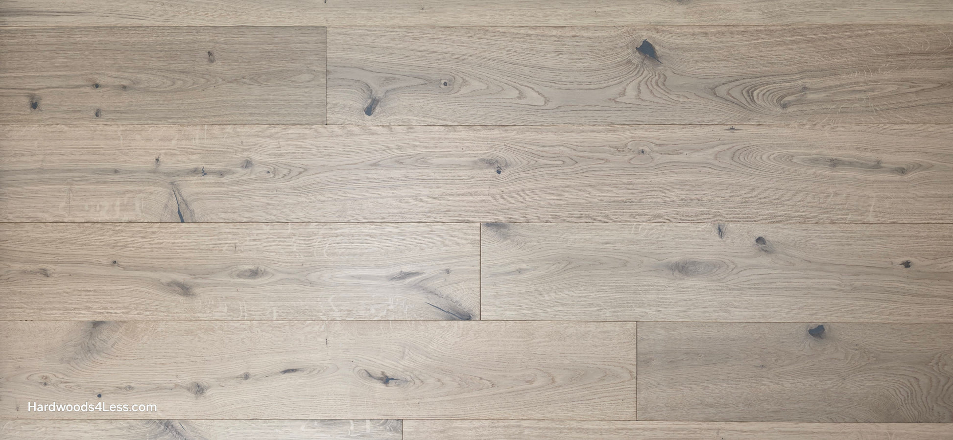 7 1/2" x 1/2" Engineered European White Oak Colmar Hardwood Flooring. Close up full screen.