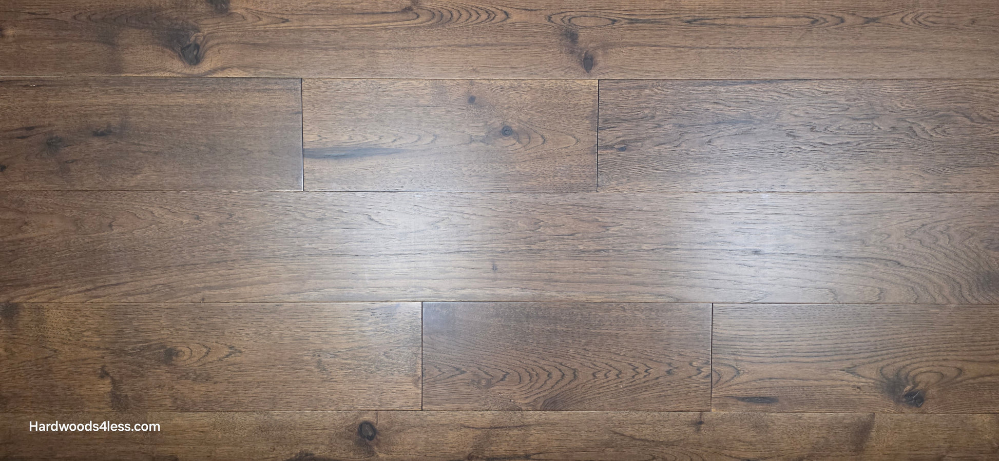 7 1/2" x 1/2" Engineered Hickory Mauna Kea Hardwood Flooring. Shown close up.