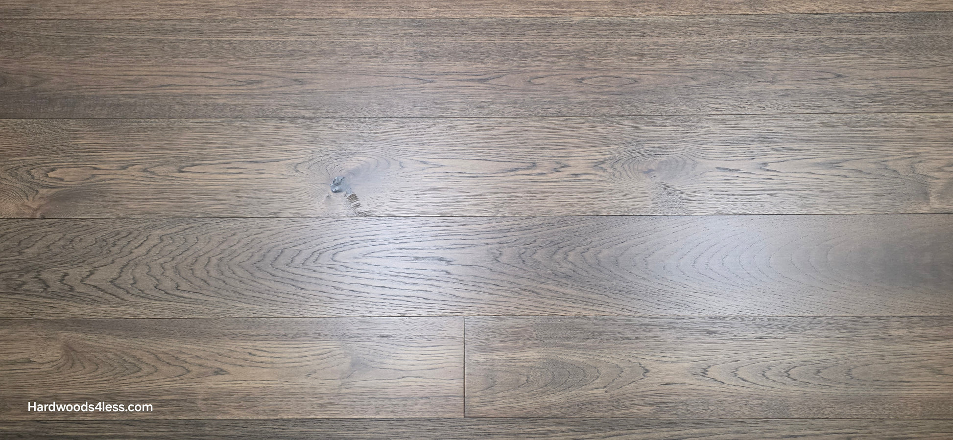 Close up of 7 1/2" x 9/16" Engineered Hickory Quarry Hardwood Flooring.