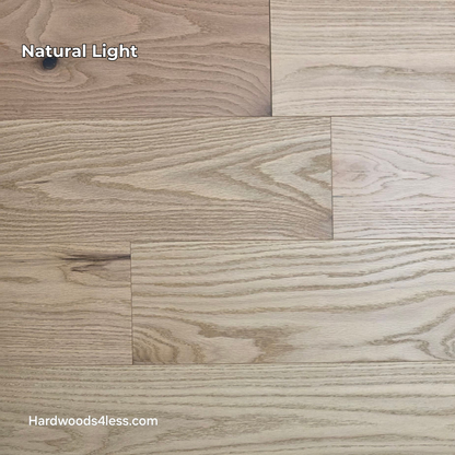 7 3/8" x 1/2" Engineered Red Oak San Bernard Hardwood Flooring. Shown in natural lighting. 