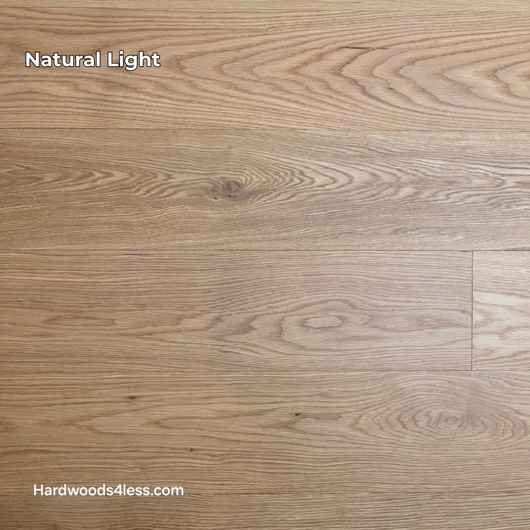 7" x 1/2" Engineered White Oak Natural Hardwood Flooring. Shown in natural lighting.