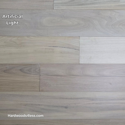 7 x 916 Engineered Brazilian Oak Pearl Hardwood Flooring. Shown in artificial lighting.