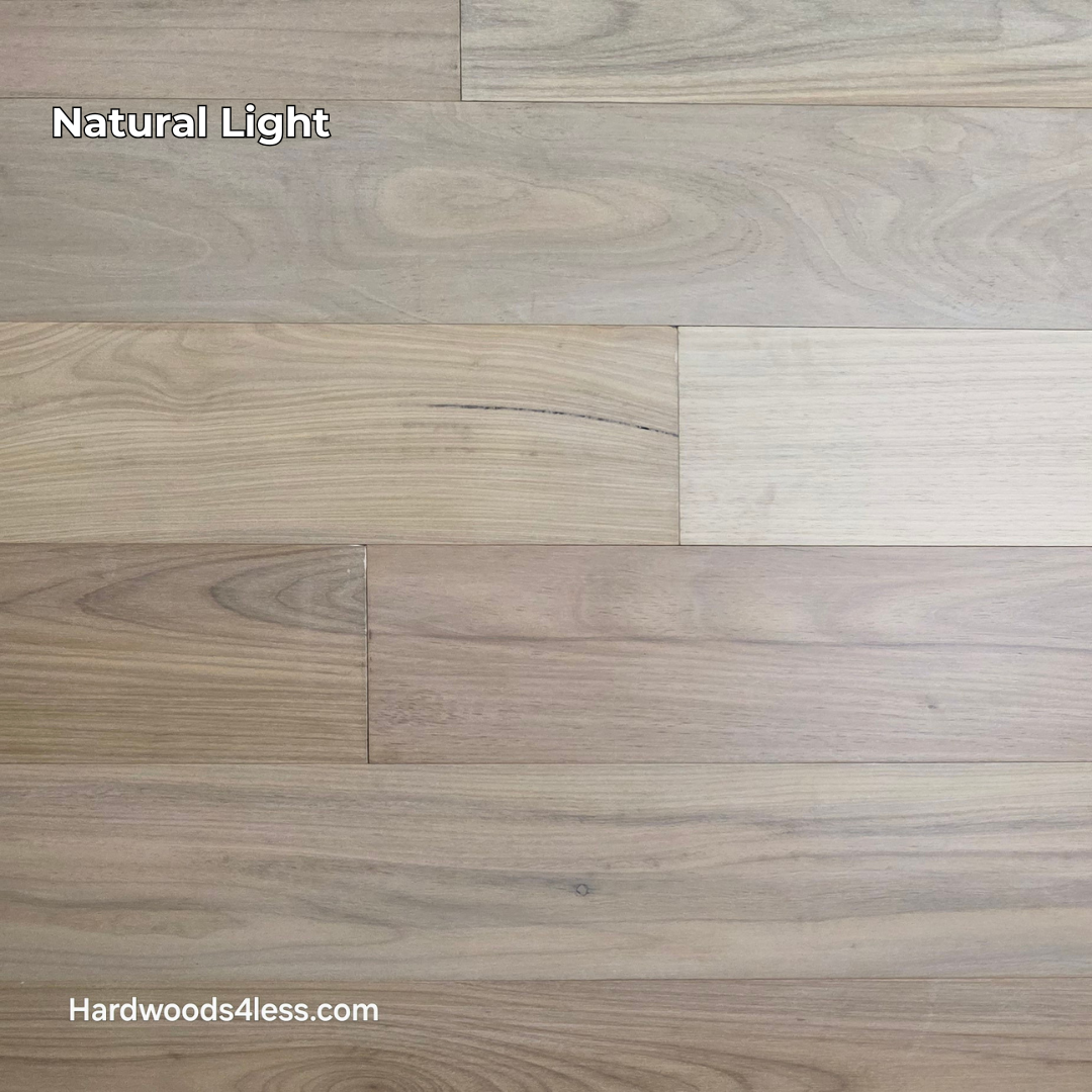 7 x 916 Engineered Brazilian Oak Pearl Hardwood Flooring. Shown in natural lighting.