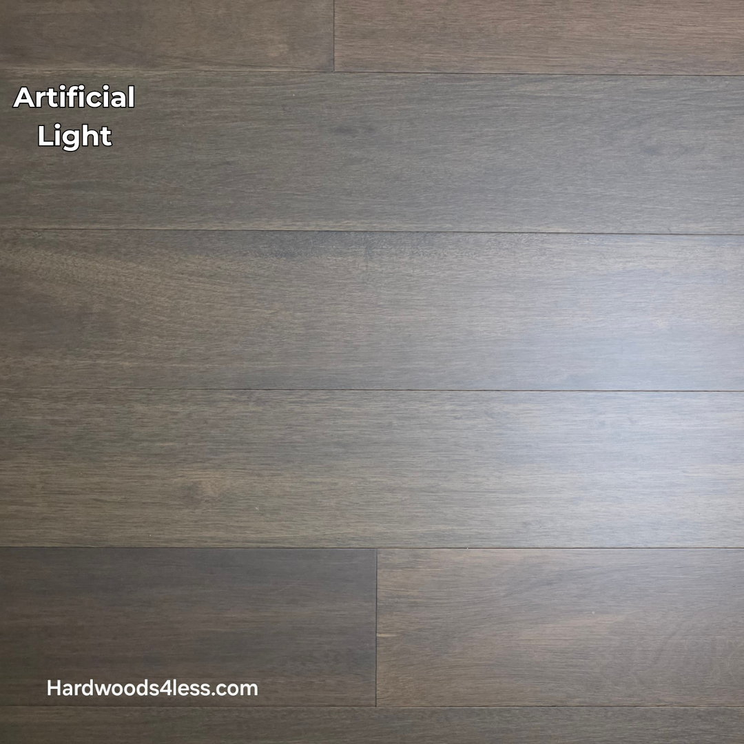 7" x 9/16" Engineered Brazilian Oak Pebble Hardwood Flooring. Shown in Artificial lighting.