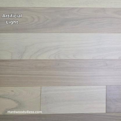 7" x 9/16" Engineered Brazilian Oak Sandy Empire Hardwood Flooring. Shown in artificial lighting. 