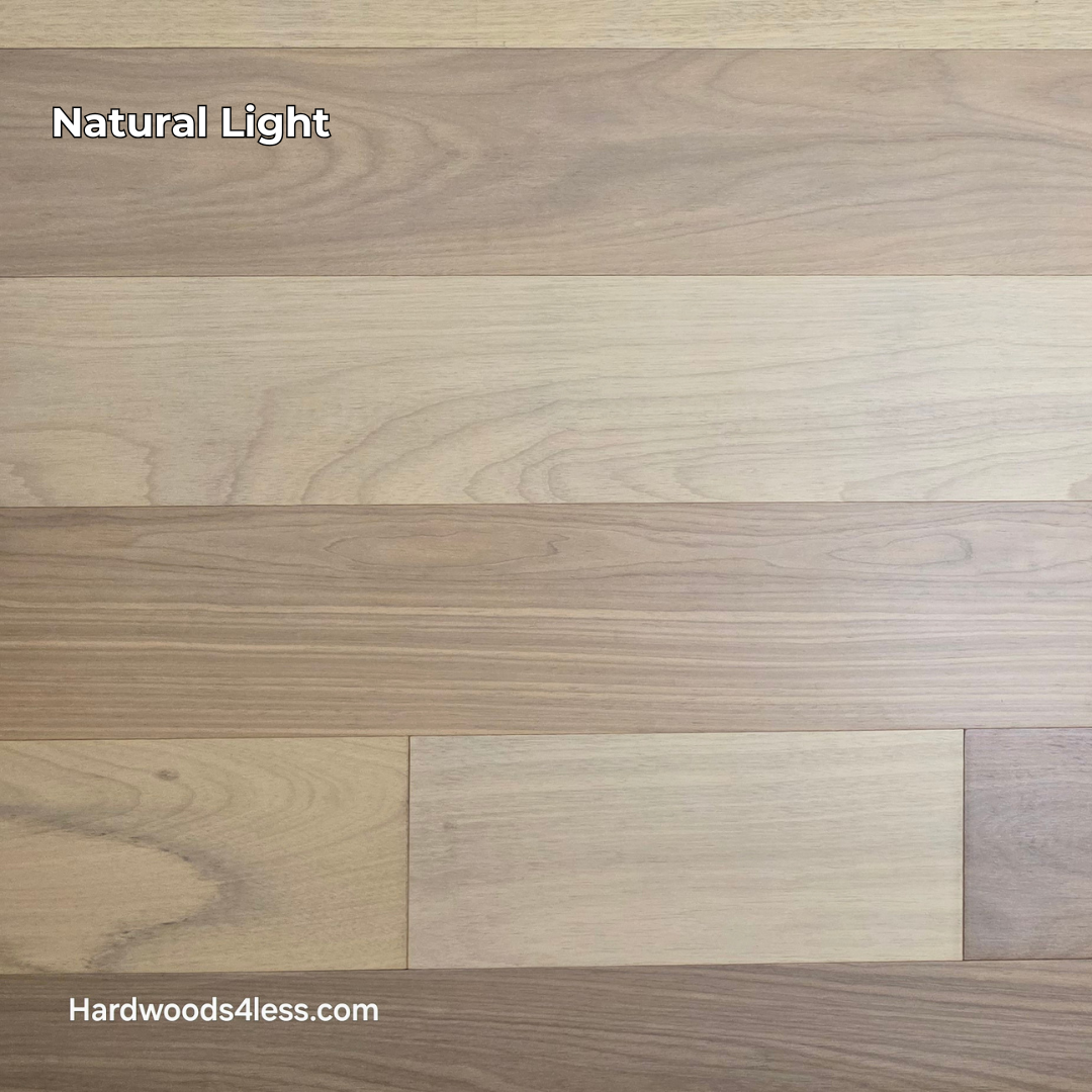 7" x 9/16" Engineered Brazilian Oak Sandy Empire Hardwood Flooring. Shown in natural lighting. 