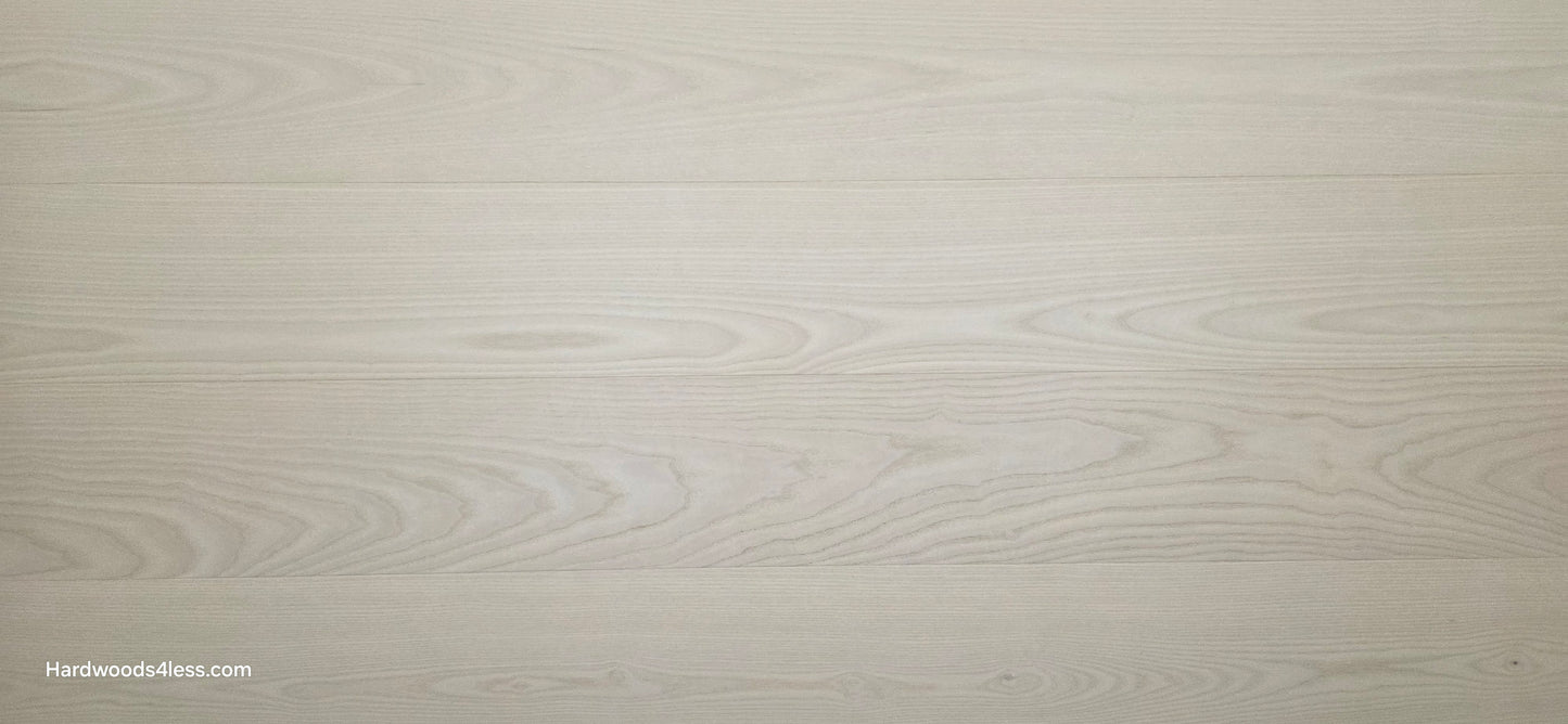 8.11" x 7/16" Modernized Engineered Ash Corbusier Hardened Hardwood Flooring. Close up.