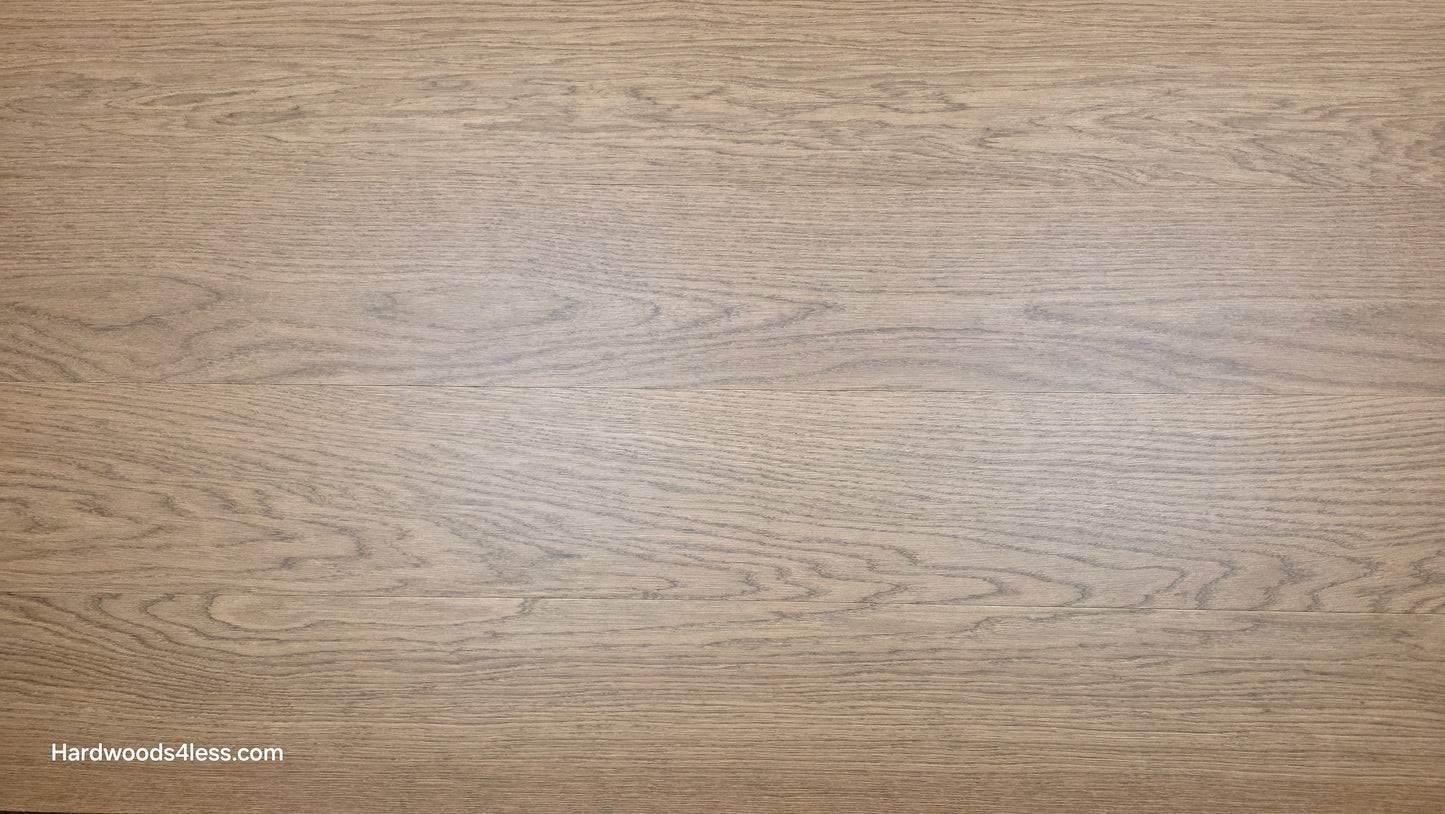 8.11" x 7/16" Modernized Engineered European Oak Calatrava Hardened Hardwood Flooring. Shown close up.
