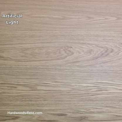 8.11" x 7/16" Modernized Engineered European Oak Hadid Hardened Hardwood Flooring. Shown in artificial lighting.