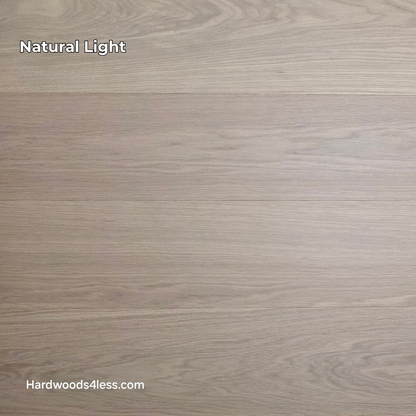 8.11" x 7/16" Modernized Engineered European Oak Foster Hardened Hardwood Flooring. Shownin natural lighting.