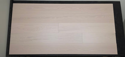 Engineered European Oak Antenne Hardwood Flooring wide front shot on a black table