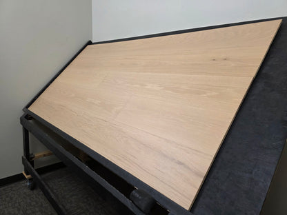 Engineered European Oak Loire Hardwood Flooring right side shot wide angle black rack 