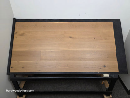 8.66" x 5/8" Engineered European Oak Pacific Grove Hardwood Flooring. Shown on a black shooting table. Shot from center.