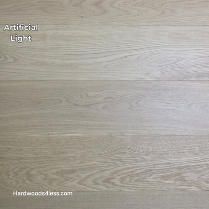 8.66" x 5/8" Engineered European Oak Pismo Stain Hardwood Flooring. Shown in artificial lighting. 