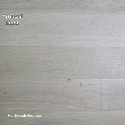8.66" x 5/8" Engineered European Oak Solana Stain Hardwood Flooring. Shown in artificial lighting. 