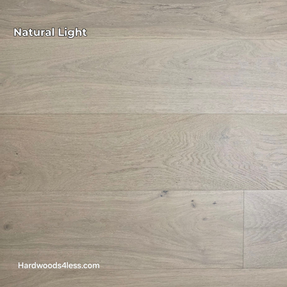 8.66" x 5/8" Engineered European Oak Solana Stain Hardwood Flooring. Shown in natural lighting. 
