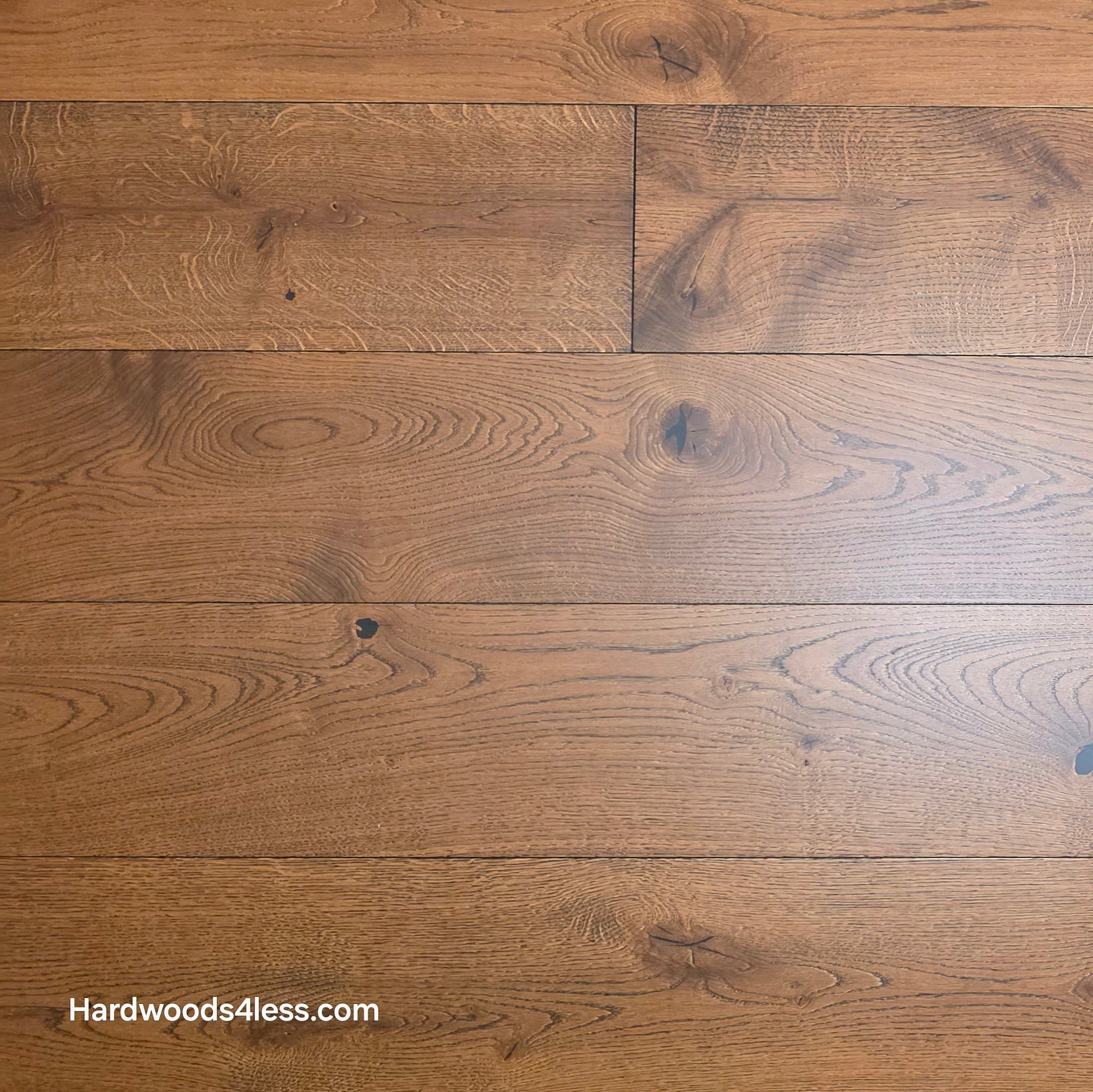 8 1/4" x 9/16" Engineered European Oak Corinth Hardwood Flooring. Square close up.